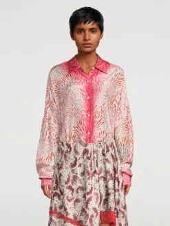Casia Oversized Printed Silk Shirt
