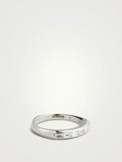 CH2 18K White Gold Baguette Stack Ring With Diamonds