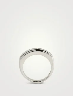 CH2 18K White Gold Baguette Stack Ring With Diamonds