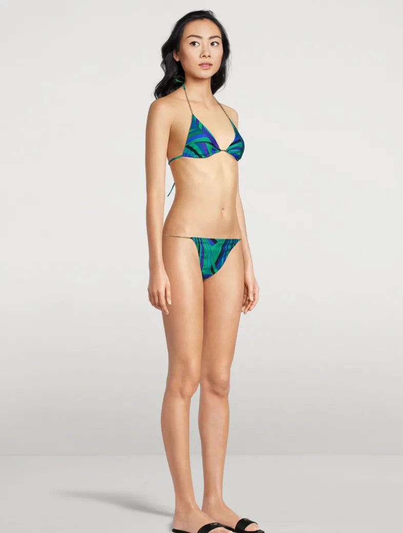 Chain-Trimmed Bikini Bottom In Iride Print