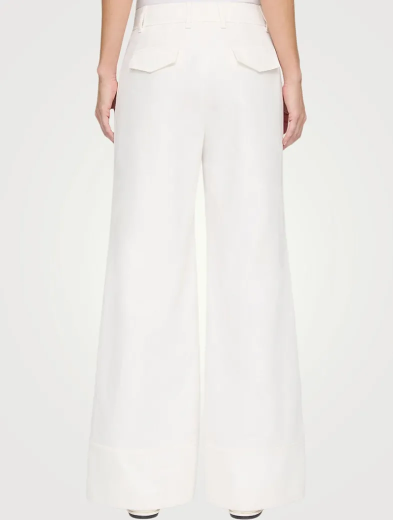 Charles Cotton Twill Wide-Leg Trousers
