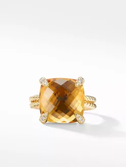 Chatelaine® Ring In 18k Yellow Gold With Turquoise And Pavé Diamonds