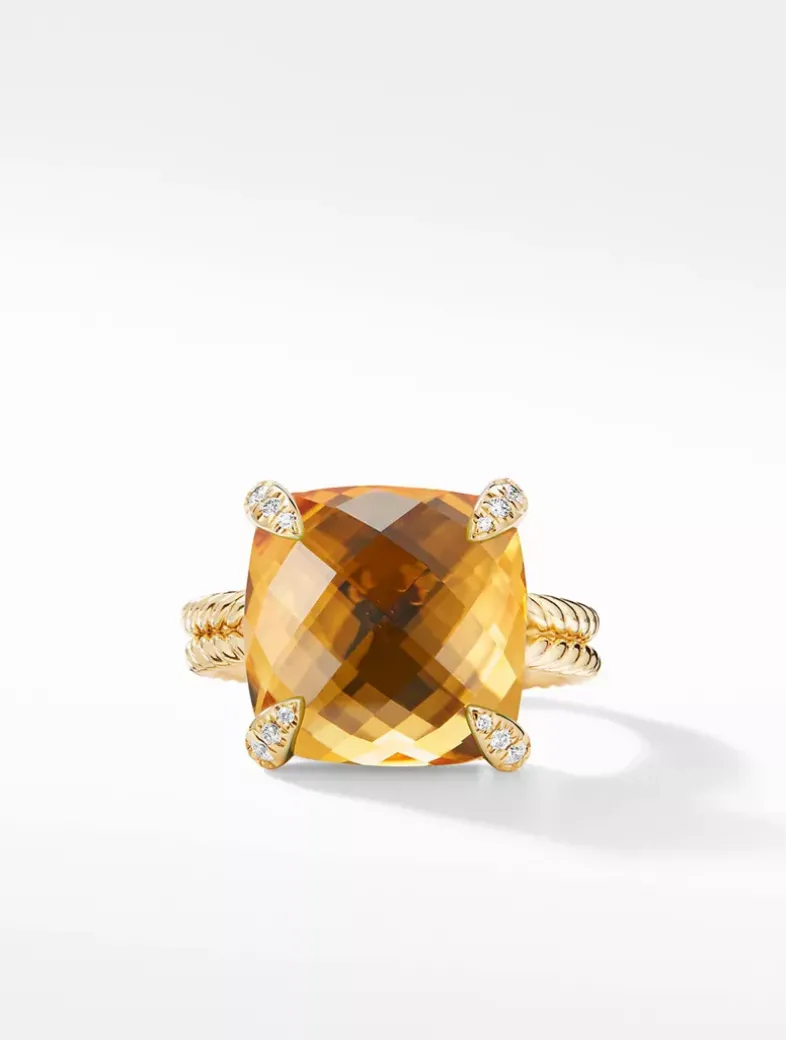 Chatelaine® Ring In 18k Yellow Gold With Turquoise And Pavé Diamonds