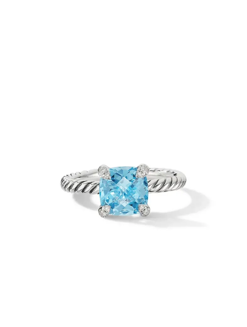 Chatelaine® Ring In Sterling Silver With Black Onyx And Pavé Diamonds