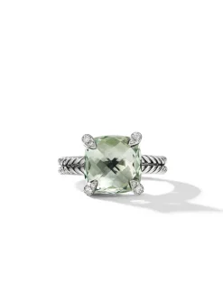 Chatelaine® Ring In Sterling Silver With Hampton Blue Topaz And Pavé Diamonds