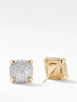 Chatelaine® Stud Earrings In 18k Yellow Gold With Pavé Diamonds