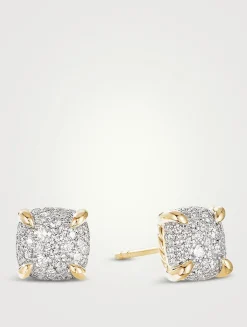 Chatelaine® Stud Earrings In 18k Yellow Gold With Pavé Diamonds