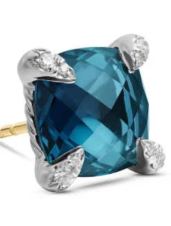 Chatelaine® Stud Earrings In Sterling Silver With Black Onyx And Diamonds, 9mm