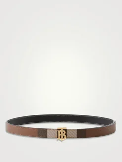 Check And Leather Reversible Tb Belt