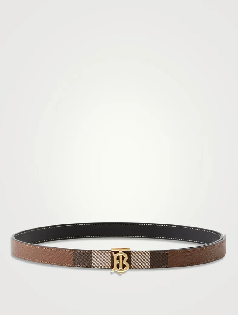 Check And Leather Reversible Tb Belt