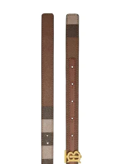 Check And Leather Reversible Tb Belt