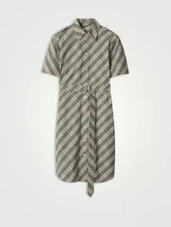Check Cotton Shirt Dress