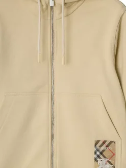 Check Label Cotton Zip Hoodie