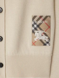 Check Label Wool Cardigan