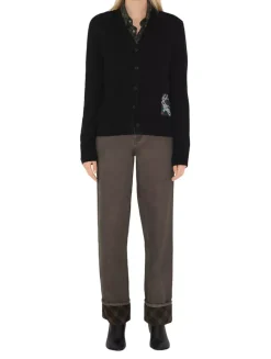 Check Label Wool Cardigan