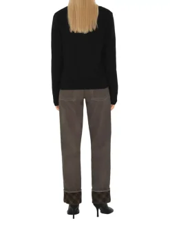 Check Label Wool Cardigan