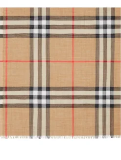 Check Lightweight Wool Silk Scarf