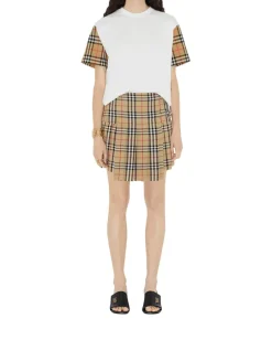 Check Sleeve Cotton T-shirt