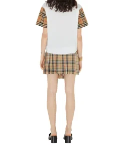 Check Sleeve Cotton T-shirt