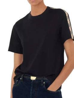 Check Trim Cotton T-shirt