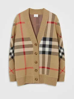 Check Wool Blend Cardigan