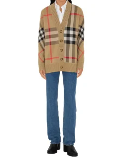 Check Wool Blend Cardigan