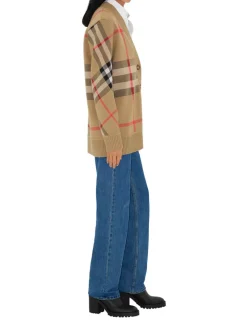 Check Wool Blend Cardigan