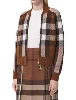 Check Wool Cashmere Bomber Jacket