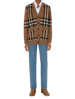 Check Wool Cashmere Cardigan