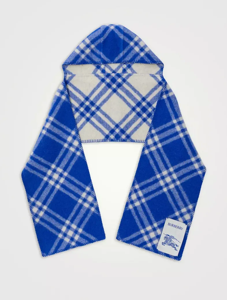Check Wool Hooded Scarf