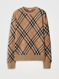 Check Wool Mohair Blend Sweater