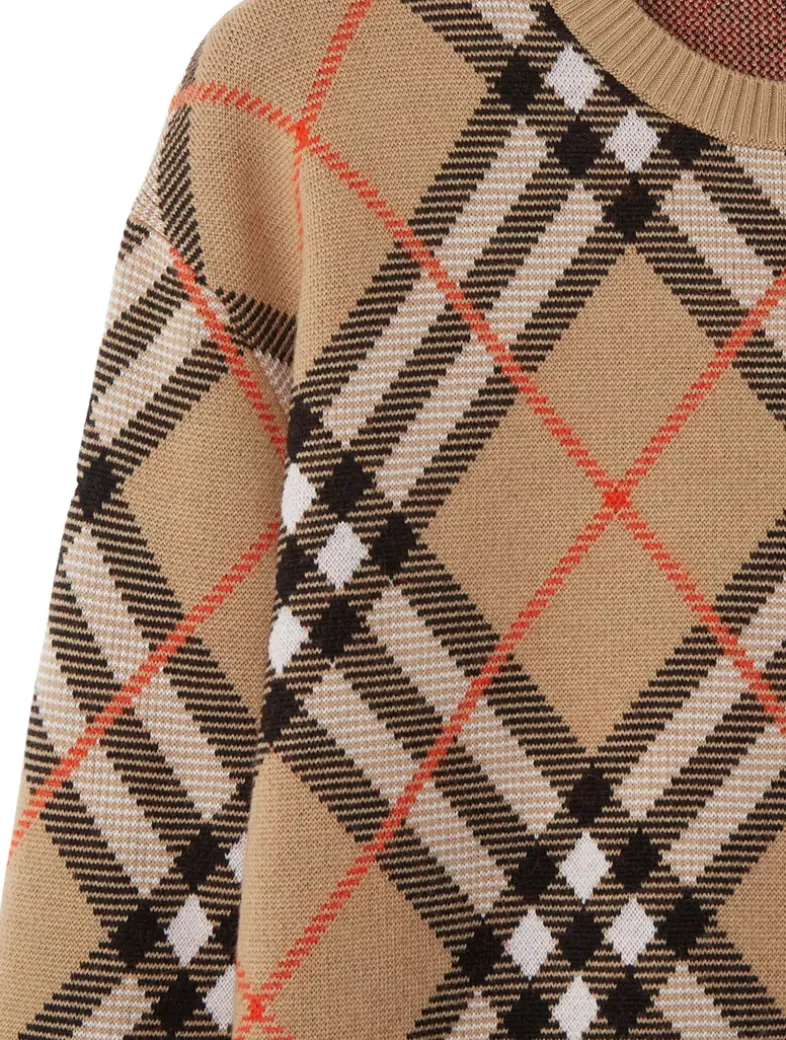 Check Wool Mohair Blend Sweater