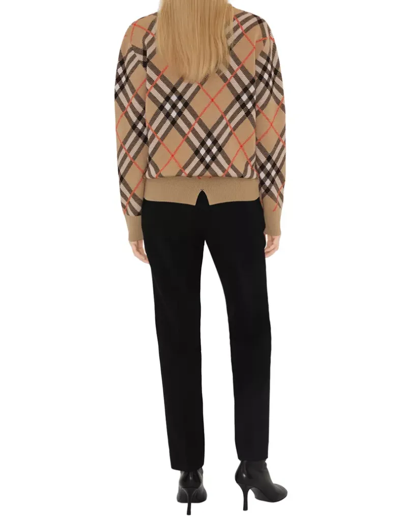 Check Wool Mohair Blend Sweater