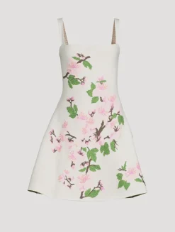 Cherry Blossom Jacquard Mini Dress