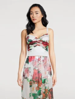 Chiffon Corset In Rose Print