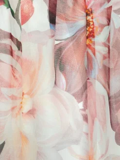 Chiffon Midi Skirt In Rose Print