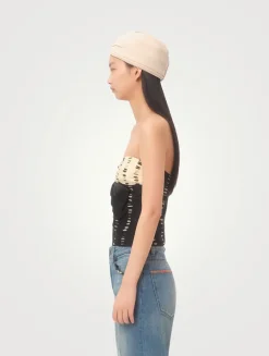 Chiffon Strapless Top In Plusdepois Print