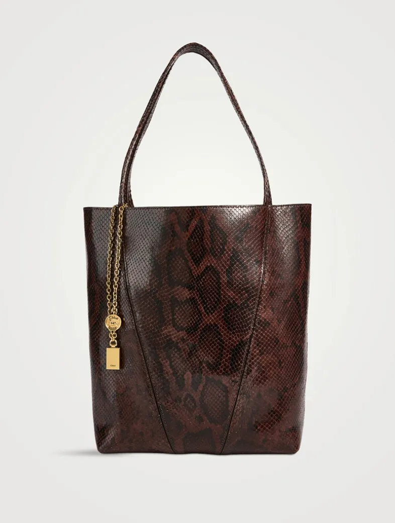 Chloé Spin Python-Embossed Leather Tote Bag