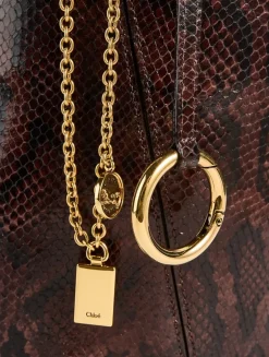 Chloé Spin Python-Embossed Leather Tote Bag