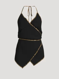 Cisse Wrap-Front Halter Top
