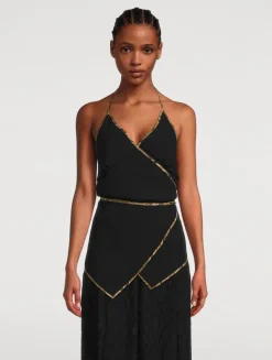 Cisse Wrap-Front Halter Top