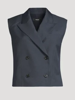 City Twill Double-Breasted Vest
