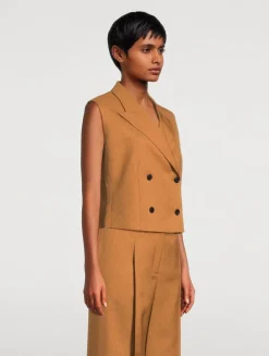 City Twill Double-Breasted Vest