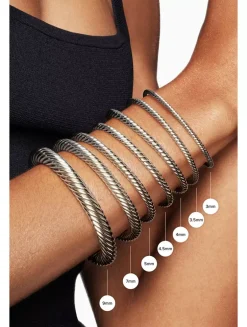 Classic Cable Bracelet In Sterling Silver With 18k Yellow Gold Domes And Diamonds, 4mm