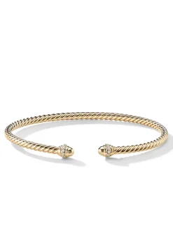 Classic Cablespira® Bracelet In 18k Yellow Gold With Diamonds, 3mm