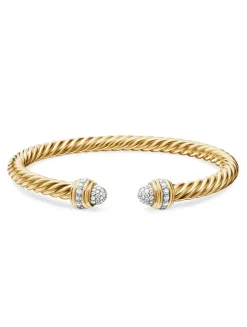 Classic Cablespira® Bracelet In 18k Yellow Gold With Diamonds, 5mm
