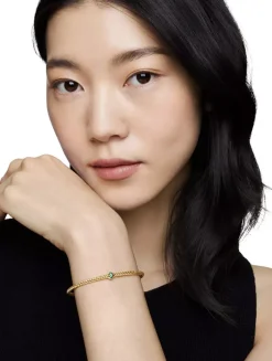 Classic Cablespira® Station Bracelet In 18k Yellow Gold With Pavé Rubies, 3mm