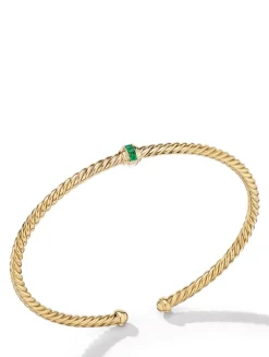 Classic Cablespira® Station Bracelet In 18k Yellow Gold With Pavé Rubies, 3mm
