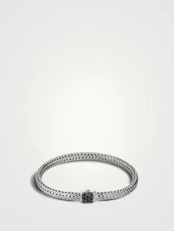 Classic Chain Silver Bracelet With Black Sapphire