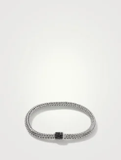 Classic Chain Silver Bracelet With Black Sapphire